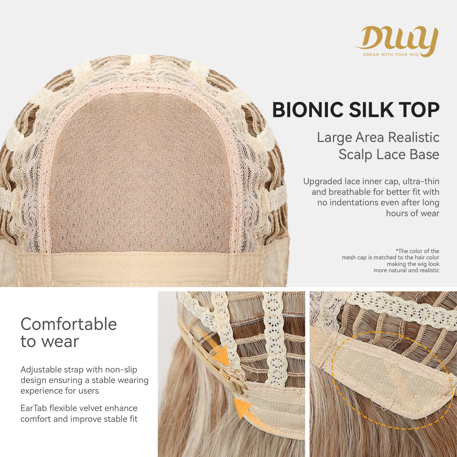 Faith C-DWY New Technology! Bionic Silk Top 14-Inch Long Wave Brown  Blonde Glueless Synthetic Wig