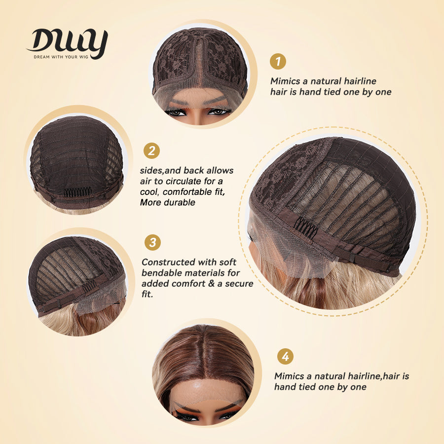 Cleo C-DWY Lace Front Middle Part Long-Length Water Wavy Chocolate Brown Synthetic Wig