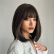 Delilah-DWY Short Dark Brown Straight Synthetic Wig With Bangs