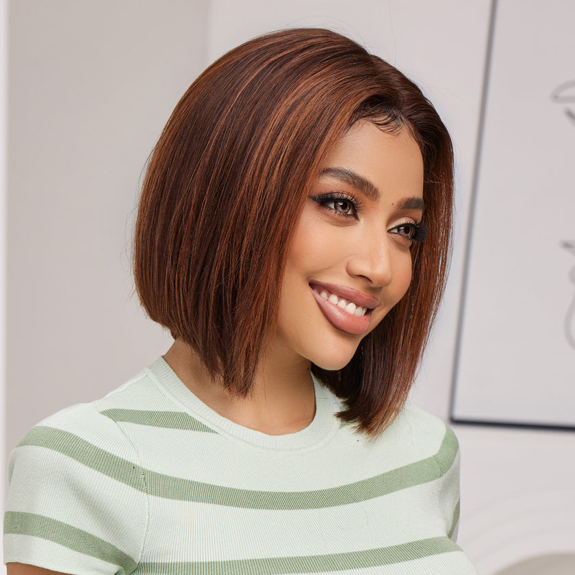 DWY wigs 8 Inch red brown short straight wig for daily life DWY-wig003-2