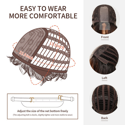 【Early Black Friday】DWY Copper Brown Natural Wavy Synthetic Wig with Middle Parting