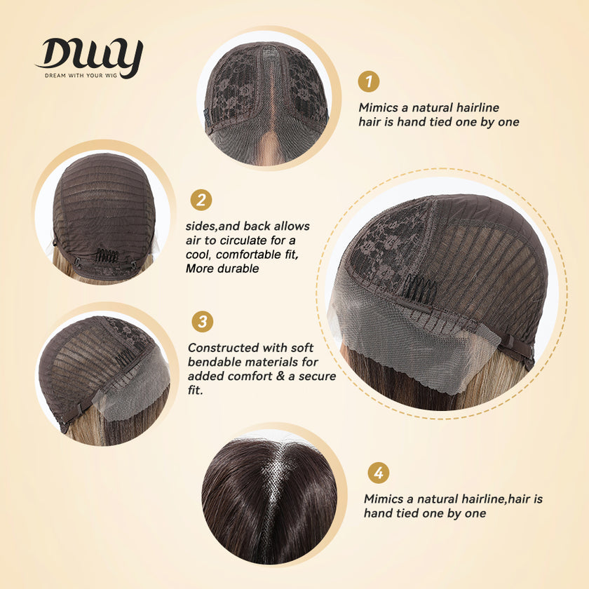 (Us Only)Patricia-DWY Lace Front T Part Long Brown Gradient Glueless Synthetic Wig