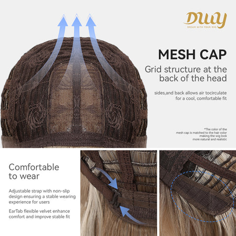 【Clearance】Marion-DWY MiraScalp Middle-length Light Brown Layered with Highlights Glueless Synthetic Wig