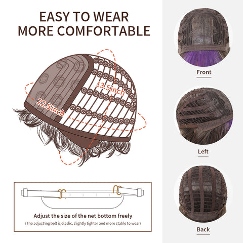 【Early Black Friday】Dwy Purple and Grey Natural Bob-Synthetic Wig