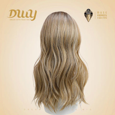 Rhea-DWY Mono 22-Inch Lace Front Curly Wig - Blonde with Dark Roots