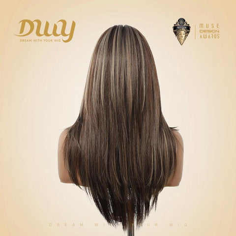 Marion-DWY Middle-length Light Brown Layered with Highlights Glueless Synthetic Wig
