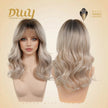 Gwen NEW CRAFT! [GEN4 cashmere Bionic Silky Top] 18 Inch Long Feathered Layerst Blonde With Dark Roots Glueless Synthetic Wig with Bangs for Women High Quality soft texture Easy Wear Comfortable Fit