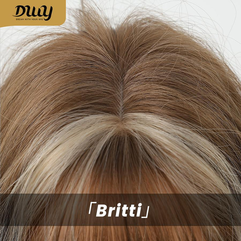 Britti -DWY Long-length Wavy Linen Brown Glueless Synthetic Wig for Women 28 Inches Platinum Blonde Wigs