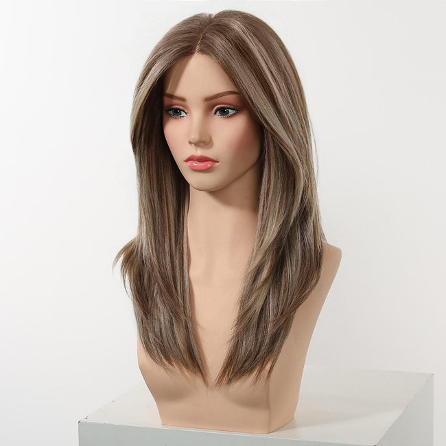 Willa C- NEW! DWY Pre-cut U part Double Lace Long-length Lace Icy Bronde Highlighted Synthetic Wig