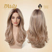 Evelyn -DWY Mono Lace Front Free Part Long-Length Wavy Pink Blonde Rooted Glueless Synthetic Wig for Women 20 Inches