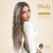 Bess-DWY 28-Inch Filter Lace Long Water Wavy Brown Wig with Highlights
