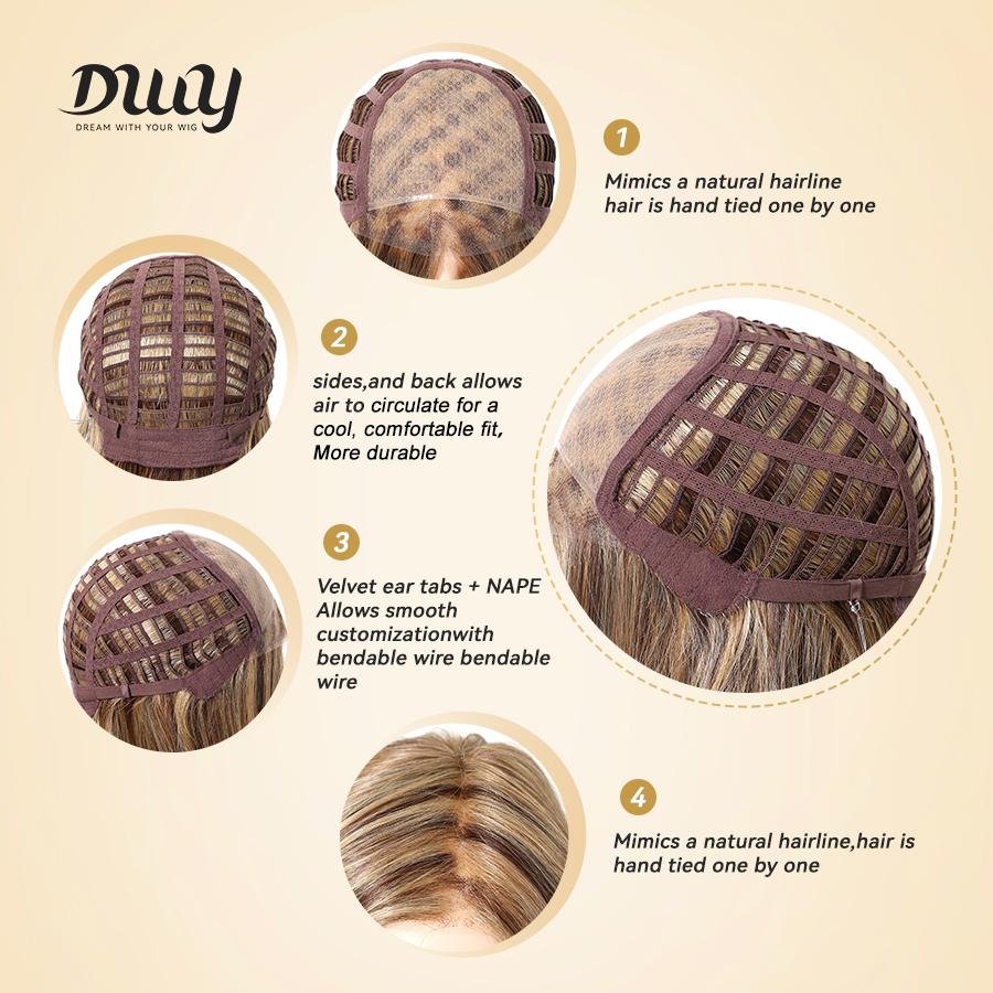 Ella-DWY Glueless Synthetic Wig for Women - Shoulder-Length Curly Ends with Free Parting