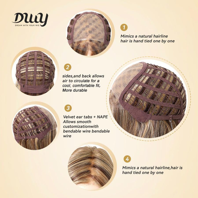 Ella-DWY Glueless Synthetic Wig for Women - Shoulder-Length Curly Ends with Free Parting