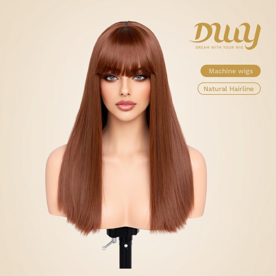 [Festival Limited] Julian-DWY Mid-length Auburn Copper with Bangs Glueless Synthetic Wig for Women 18 Inches
