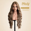 Cara - NEW! DWY Pre-cut U part Diamond Lace Mid-length Lace Linen Brown Retro Curly Hair Glueless Synthetic Wigs for Women 28 Inch
