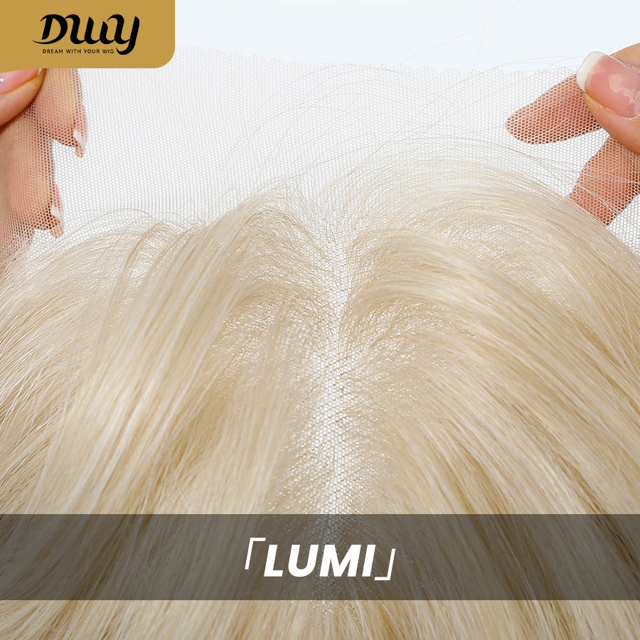 Lumi-DWY Lace Front 13×6 Platinum Blonde Wavy Free Part Synthetic Wig