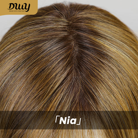 Nia- DWY Mono SkinWeft Free Part Short Curly Caramel Glueless Synthetic Wig