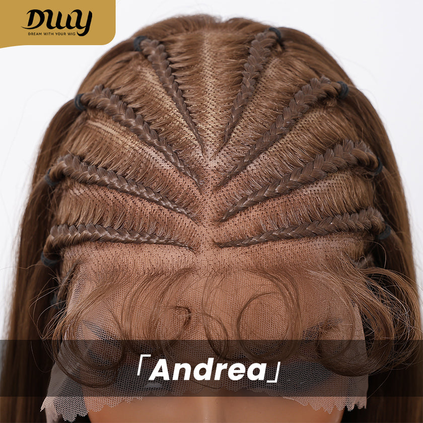 Andrea C- DWY 13x6 Lace Front Wig Glueless Brown Handmade Braiding Heat Resistant Fiber Synthetic Wig