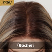 Rachel-DWY Mono Lace Front Free Part Collarbone Length Wavy Brown Glueless Synthetic Wig for Women 18 Inches Autumn Outfits Blonde Wigs Curly Wavy Blonde