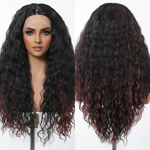 【Early Black Friday】DWY Black and Red Curly Wig for Black Women – Bold and Beautiful