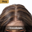Cocobean-DWY Lace Front 13×6 Free Part Brown With Blonde Highlight Curly Synthetic Wig