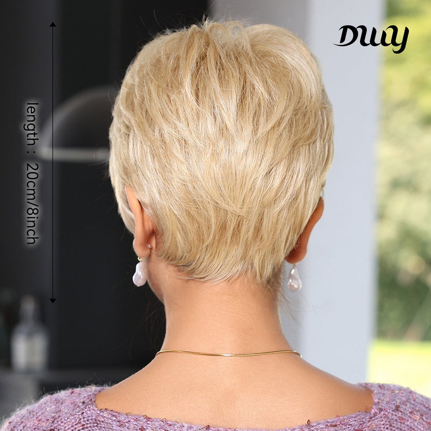 Bella-DWY Mono Lace Front Free Part Blonde Pixie Synthetic Wig