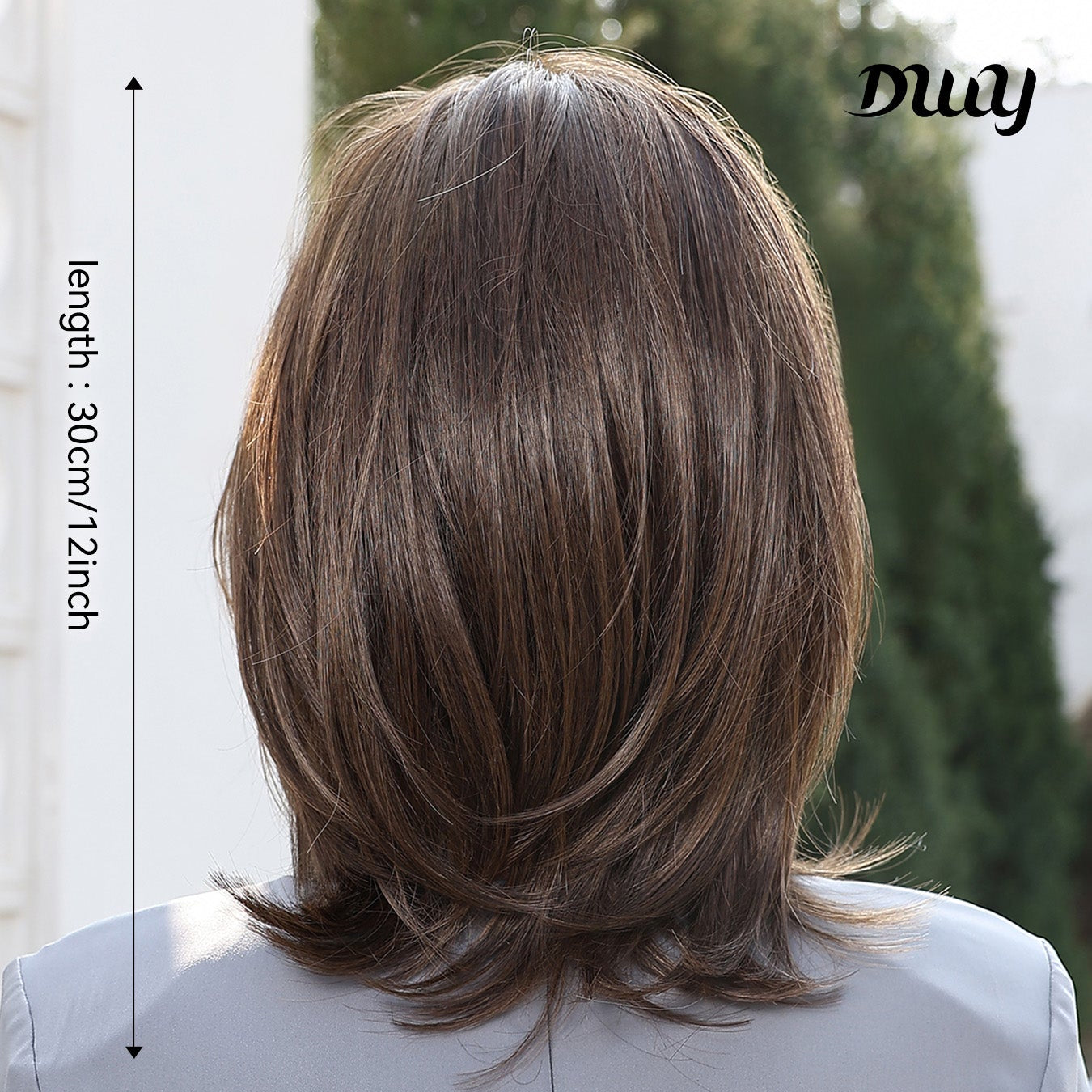 Ellie-DWY Mono Lace Front Free Part Brown Short Synthetic Wig