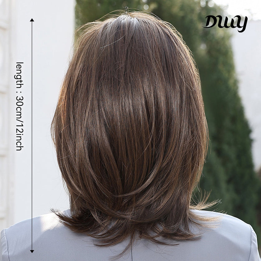 Ellie-DWY Mono Lace Front Free Part Brown Short Synthetic Wig
