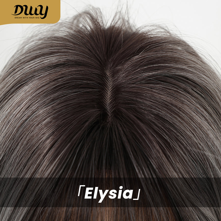 Elysia H-DWY Mid-Length Straight Brown with Highlights Glueless Synthetic Wig