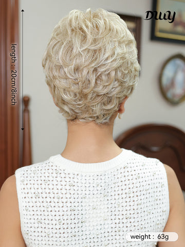 DWY-Mono Top Synthetic Lace Front Wig for Women Short Hair blonde