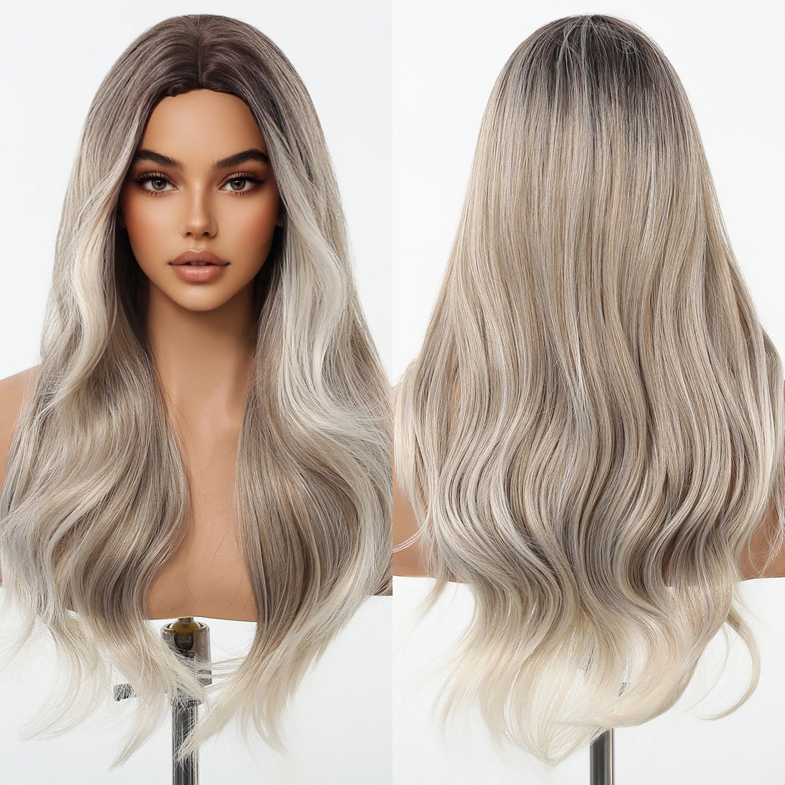 DWY Ash Blonde Middle Part Synthetic Wig - Chic & Versatile Elegance