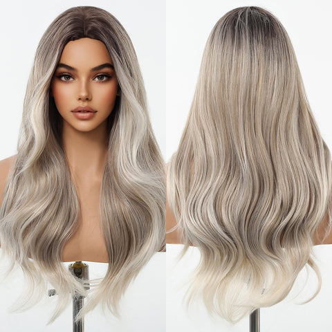 【Early Black Friday】DWY Ash Blonde Middle Part Synthetic Wig - Chic & Versatile Elegance