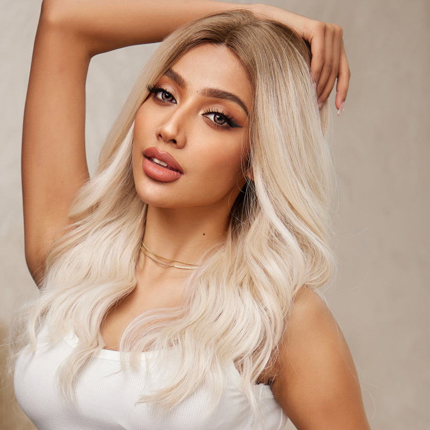 DWY Lace front 20 Inch ombre white long curly wig for women DWY-BL66091-1