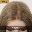 Skylar-DWY Mono Lace Front Free Part Long-Length Curly Brown with Highlights Glueless Synthetic Wig for Women 20 Inches