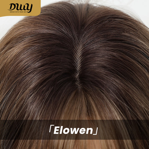 Elowen-DWY Middle Length  Sandy Brown Layer Cut Glueless Synthetic Wig