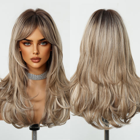 【Year End Sale】Dwy Dark Blonde Wavy Wolf Cut Synthetic Wig