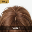 Aine-DWY Short-Length Tea Brown Flip Bob Wig with Bangs Glueless Synthetic Wig