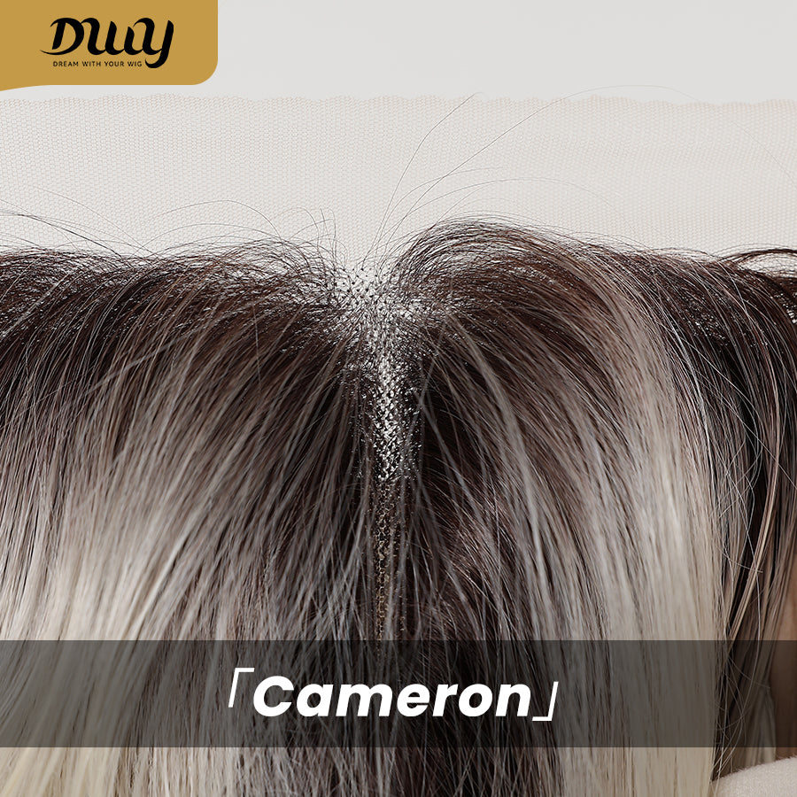 [CLEARANCE SALE] Cameron -DWY T Part Lace Front Free Part Mid-Length Straight Pearl Blonde Gradient Glueless Synthetic Wig for Women 24 Inches Lace Frontal Wig