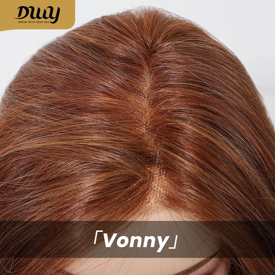 Vonny-DWY Lace Front 13×6 Free Part Mid-Length Dark Orange Synthetic Wig