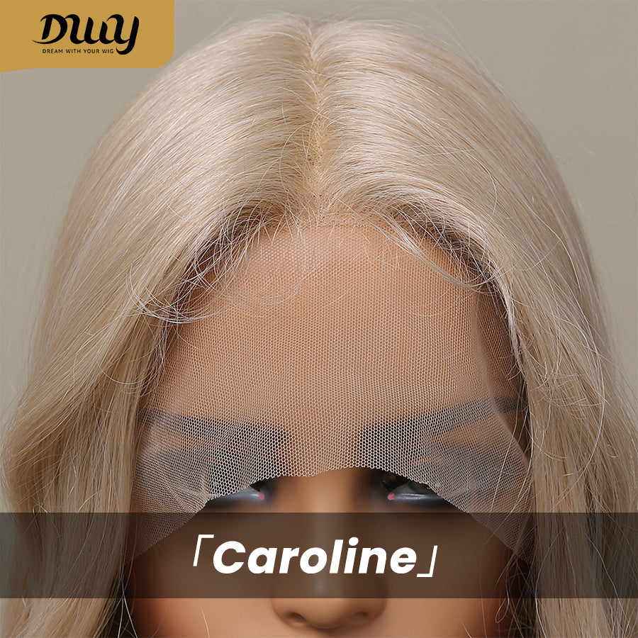 Caroline-DWY Lace Front Middle Part Long Wavy Light Blonde Glueless Synthetic Wig for Women 26 Inches