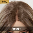 Willa- NEW! DWY Pre-cut U part Diamond Lace Long-length Lace Icy Bronde Highlighted Layer-cut Curly Hair Glueless Synthetic Wigs for Women 22 Inch