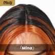 Mina C-DWY Lace Front Middle Part Long Body Wavy Orange Ombre Glueless Synthetic Wig