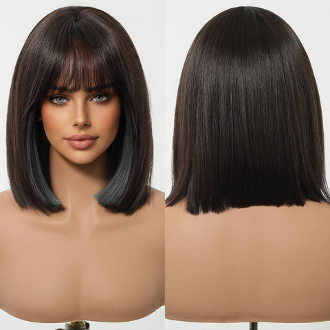 【Early Black Friday】DWY Highlighted Bob Wig with Bangs - Luxurious Synthetic Hair