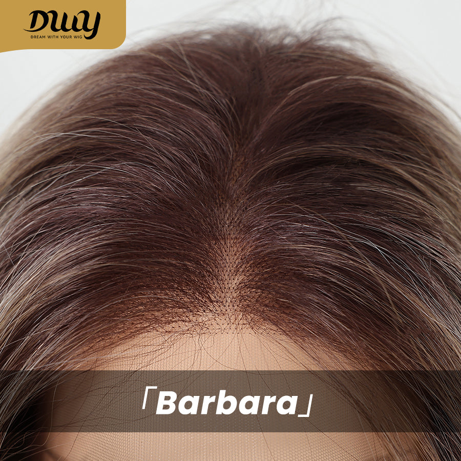Barbara-DWY 13x4 Filter Lace Front Free Part Long-Length Wavy Blonde with Dark Roots Glueless Synthetic Wig