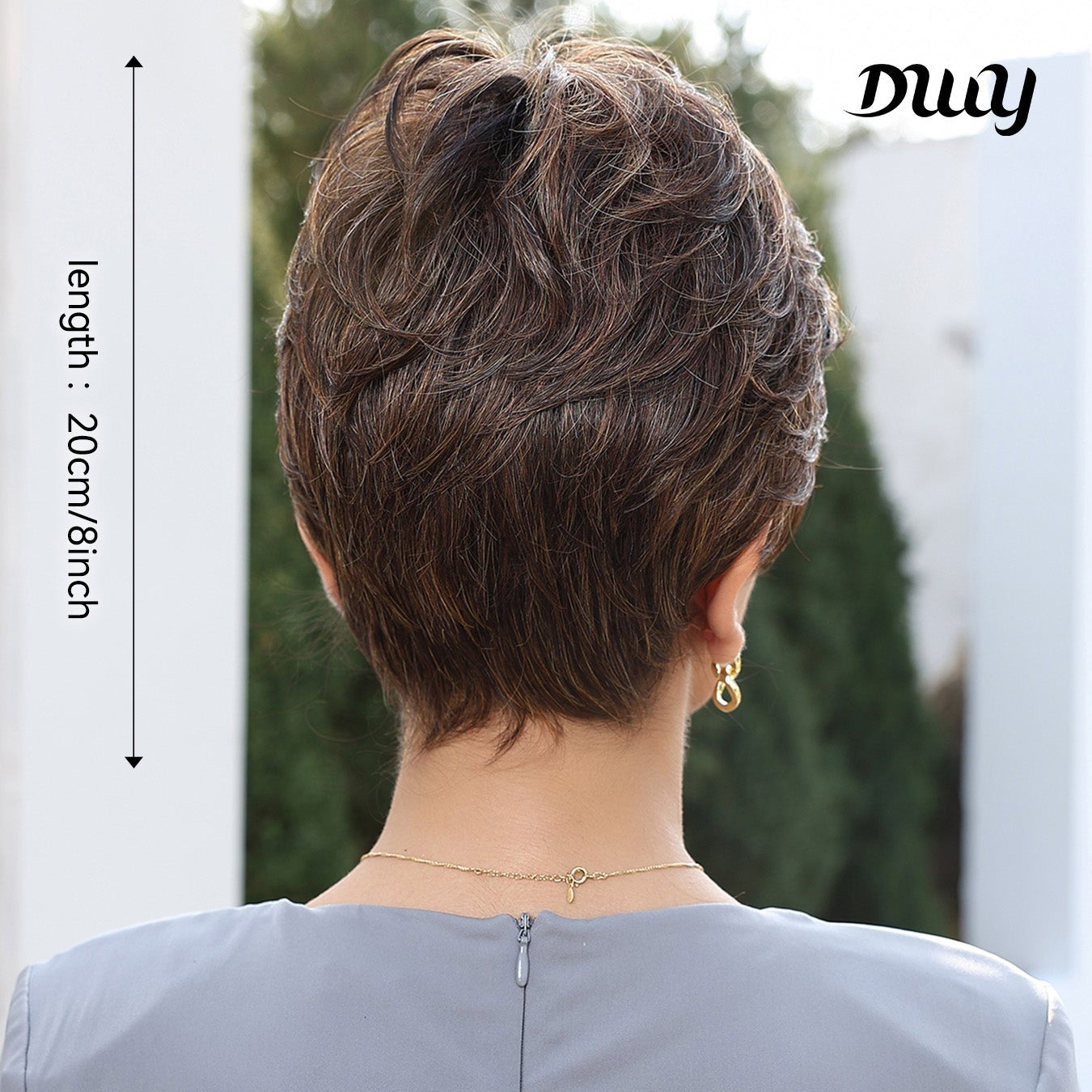 DWY Mono Lace Front Free Part Brown Pixie Synthetic Wig
