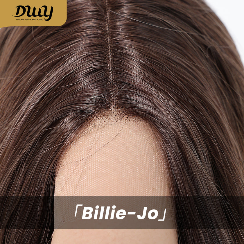 Billie-Jo-DWY 13×6 Lace Front Free Part Mid-Length Wavy Brown Gradient Glueless Synthetic Wig for Women 20 Inches