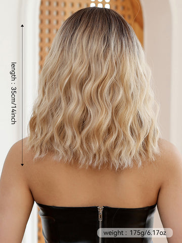 【Year End Sale】Dwy Chestnut Brown Wavy Bangs Synthetic Wig