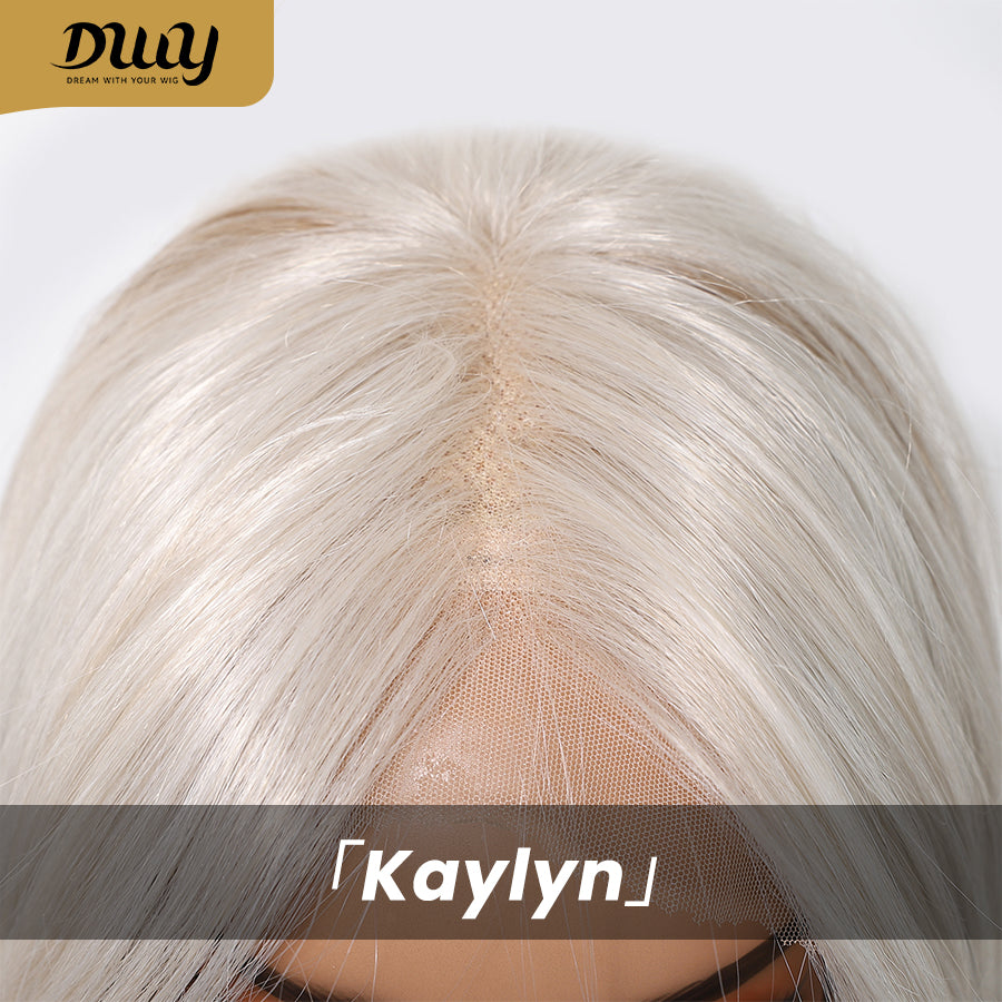 Chicago-DWY Lace Front 13×6 Free Part Arctic Blonde Highlight Natural Wavy Synthetic Wig