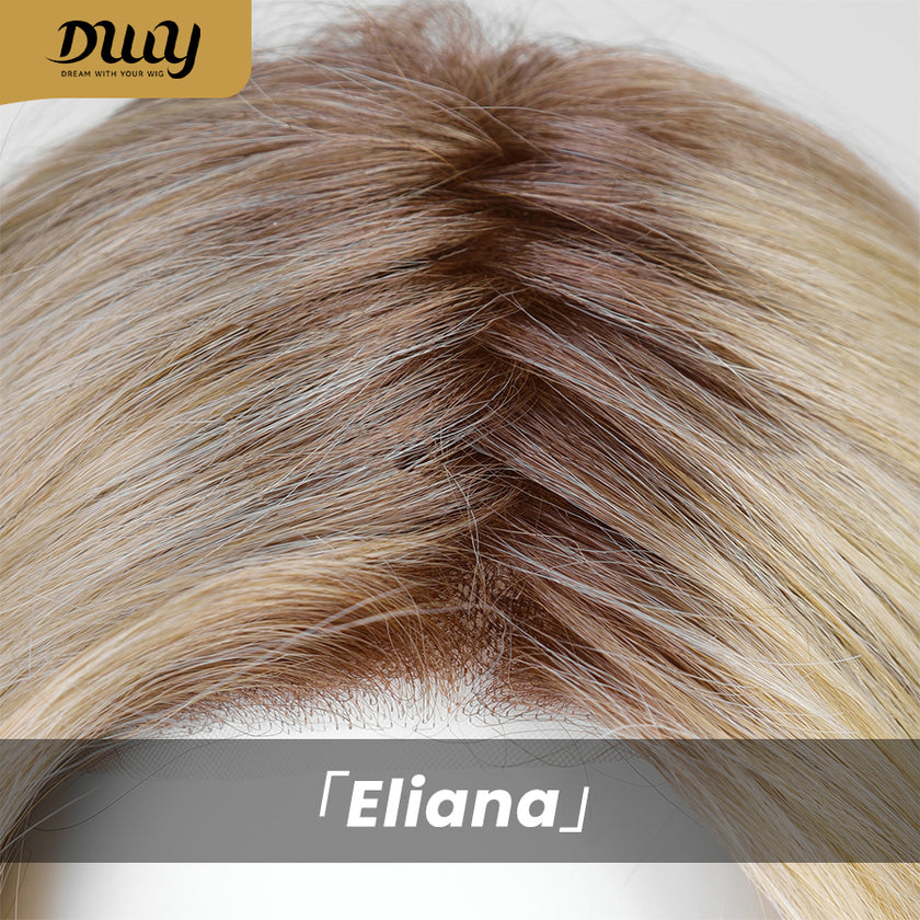 Eliana-DWY Mono Lace Front Free Part Short Rooted Blonde Synthetic Wig