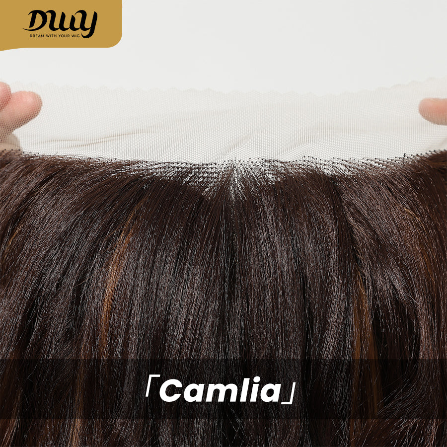 DWY Brown Mixed Synthetic Hair T-Part Lace Wig with Middle Parting